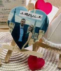 Remerciements coeur personnalisé avec photo