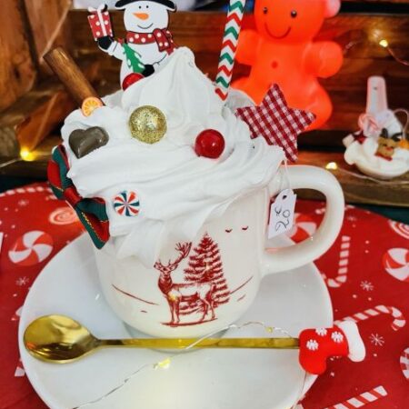 mug renne et sapin rouge